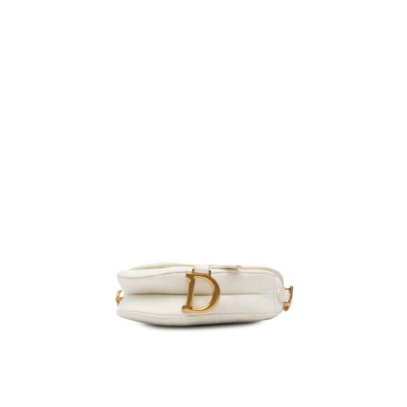 Pre Loved Dior Caro Saddle Bag Textured Leather Women White Messenger Bags - Picture 3 of 8